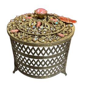 Vintage Dafri Hollywood Regency Rhinestone Plastic Jewel Jewelry Trinket Box
